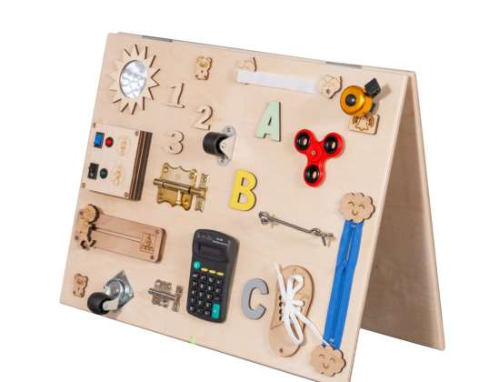 Manipulation board wooden sensory double-sided natural