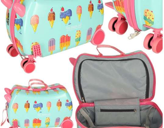 Children's travel suitcase, hand luggage on wheels, ice cream