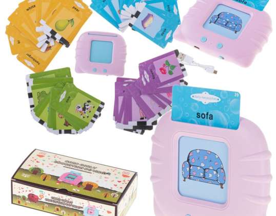 Eğitici oyuncak bilgi kartı okuyucu İngilizce kelime öğrenmek için eğitici kartlar 112 kart pembe