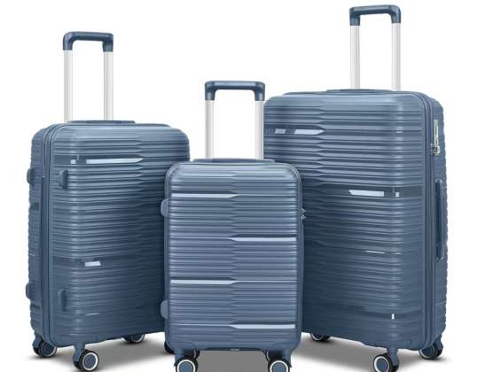 Set of 3 silent double wheel suitcases in rigid polypropylene - Caucasus - SuperFly (Frosted Blue)