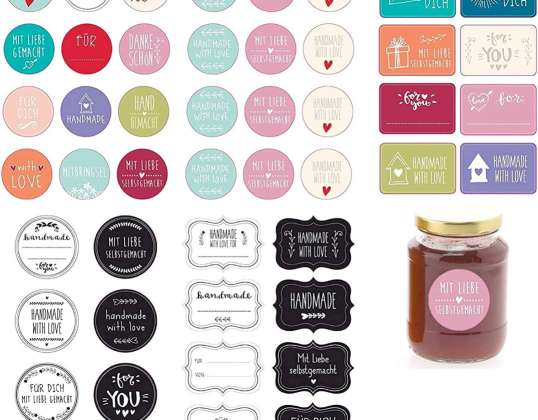 46x Sticker sticker size 5 - 8 cm - Labels self-adhesive as a gift sticker for jam jars