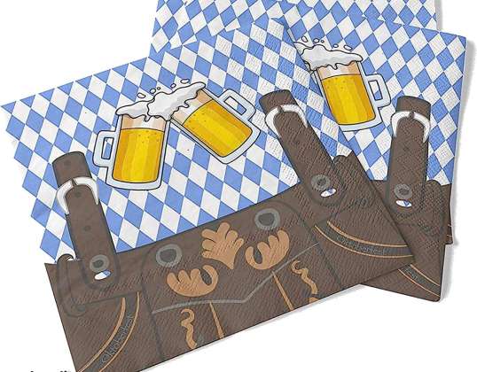 20x salvrätikud Oktoberfest 33x33 cm sinimustvalge - Wiesn Baieri Baieri peokomplekt Dekoratsioonilaua kaunistamine Dahoam