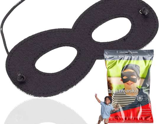 Bandit øjenmaske sort tyverimaske til børn og voksne ved karneval