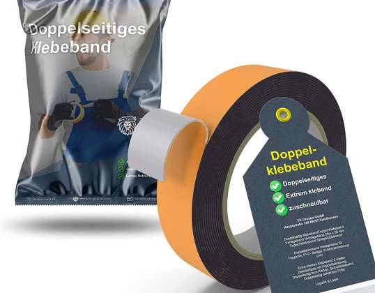 Double-sided tape - extra strong - double sided tape 25m x 38 mm - self-adhesive double-sided tape