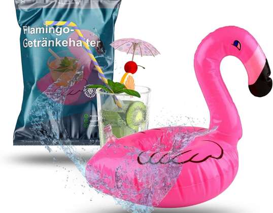Поставка за чаши Flamingo надуваема за басейн - поставка за коктейл Държач за бира Държач за консерви - въздушен матрак Плувен пръстен Плаващ обръч