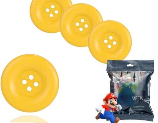 4x Super Mario knapper stor knapp gul Waluigi for kostyme forkledning karneval karneval