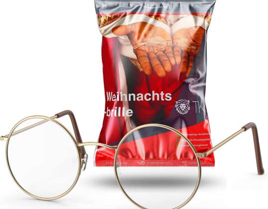 Nikolausbrille Kostümbrille Weihnachtsmannbrille Brille Nikolaus rund für Nikolauskostüm Nickelbrille - Weihnachten