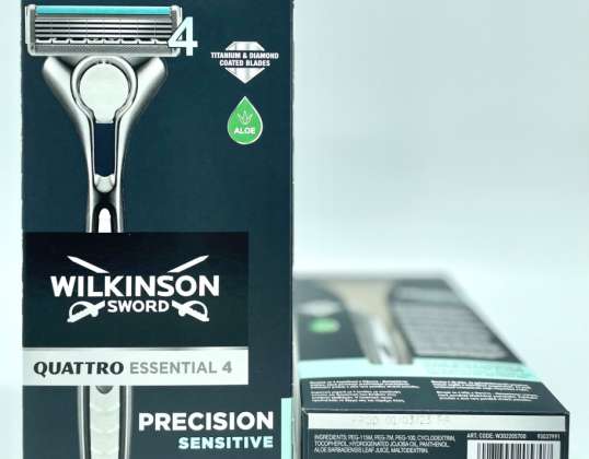 WILKINSON ZWAARD QUATTRO ESSENTIAL 4 GEVOELIG SCHEERAPPARAAT 1UP