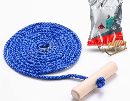 Slee touw blauw touw trektouw met handvat - 150 cm - koord riem treklijn voor slee & bobslee