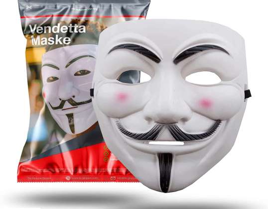 Vendetta mask - anonüümne - kostüümiaksessuaar naistele, meestele, lastele Halloweenil ja karnevalil