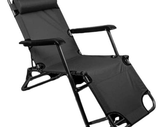 Garden deckchair foldable waterproof graphite