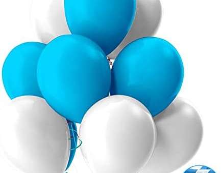 50x globos de 35 cm mezclan blanco y azul como decoración para su Okotberfest Dahoum Wiesn