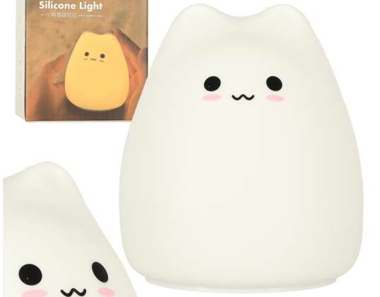 Luz noturna infantil Silicone 4 LED Battery Operated White Kitten