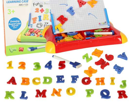 Educational magnetic board for learning numbers, red letters