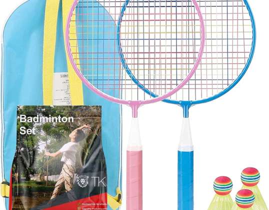 Badminton badmintonketchersæt til børn inkl. 3x fjerbolde, badmintonbolde til træning og konkurrence