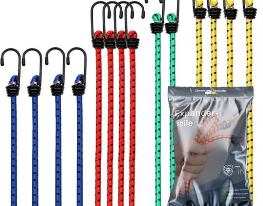 8x Expander Set Gepäckspanner zur Befestigung mit Spanngurte Spanngummi bei Transport Camping Ladungssicherung - Gummiexpander mit Haken