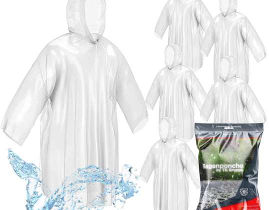8x wegwerp & wegwerp regenjas met capuchon - regencape regenponcho regencape - transparant & waterdicht voor volwassenen