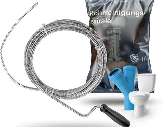 Câble de nettoyage de vidange - 6 mm, 300 cm - Spirale de tuyau Spirale de nettoyage en spirale Spirale de vidange pour le nettoyage des tuyaux en cas de blocage