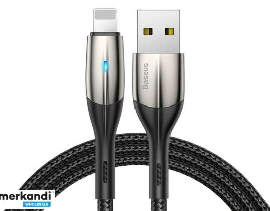 Baseus Horisontal LED Apple Lightning USB-kabel 50cm Svart