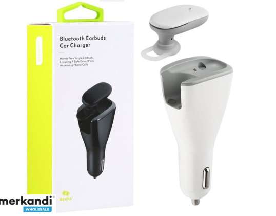 Benks 2in1 Bluetooth Earphone Car Charger 2x USB white