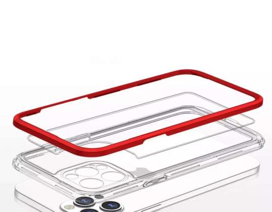 Klare 3in1 Hülle für iPhone 12 Pro Gel Hülle mit Rahmen Rot