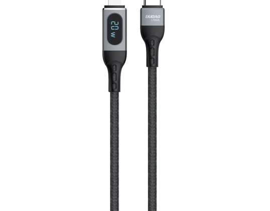 Dudao Câble USB Type C Lightning Charge rapide 20W Noir L7M