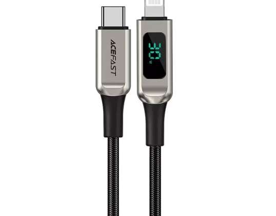 Acefast USB MFI kábel typu C Lightning 1 2m 30W 3A strieborný C6 01 s