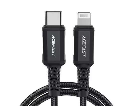 Acefast USB MFI kabelis C tipas Žaibas 1 8m 30W 3A Juoda C4 01 C