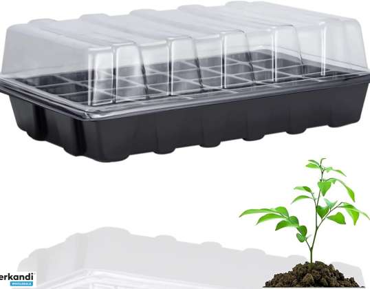 Szaporító üvegház 27 x 19 cm készlet - Mini beltéri üvegház szaporító dobozzal és szaporító tálca termesztésre szánt növények számára