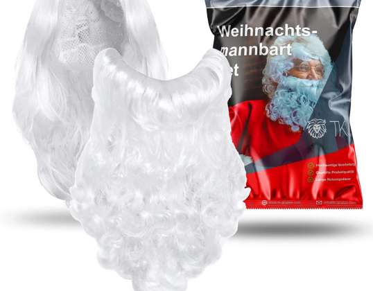 2 v 1 Santa Claus vousy s parukou - Santa vousy bílé - oblékat se jako Santa Claus Santa - Vánoce