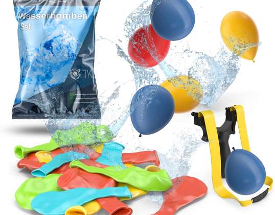 Water balloon set with 1000x water balloons & 1x slingshot for children & adults - water balloons in bright colors