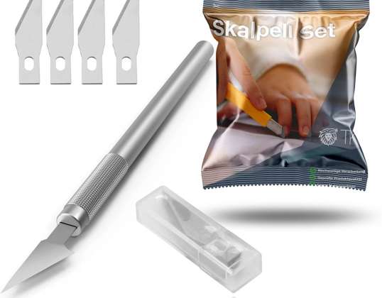 Scalpel Knife Premium Scalpel Set incl. 10x lame di ricambio - Coltello artigianale extra affilato - per artigianato preciso e modellismo - Coltello da taglio fai-da-te e intaglio