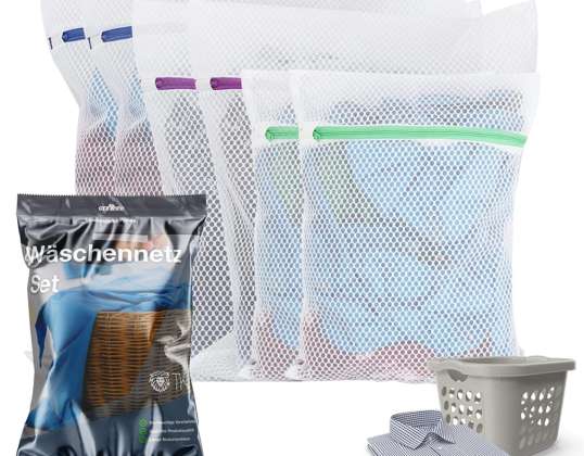 Set 10x plasă de rufe premium - plasă pentru mașină de spălat - sac de rufe de diferite dimensiuni - sac de spălat și sac de rufe cu fermoar