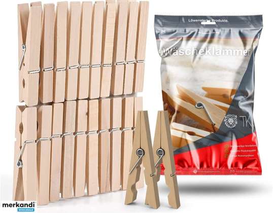 80x Clips hechos de madera real - Clip large Clothespins Clips de madera - Pinzas de madera para la ropa y ropa colgada