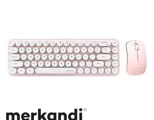 Bezprzewodowy zestaw klawiatura   myszka MOFII Bean 2.4G  Biało Różowy