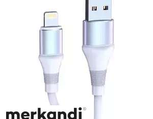 USB kábel Lightning Vipfan színes X09 3A 1.2m fehér