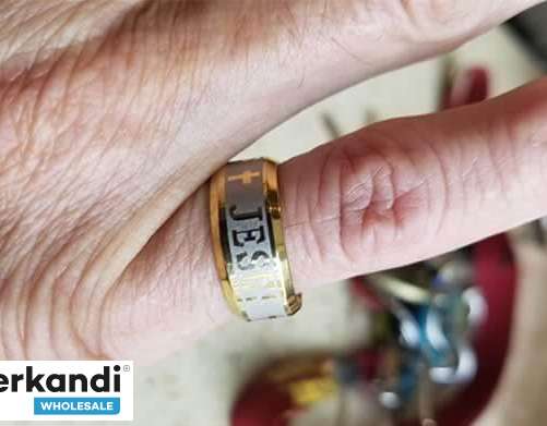 Divinus - Anillo chapado en oro con el nombre de Jesús para protección y comodidad diarias