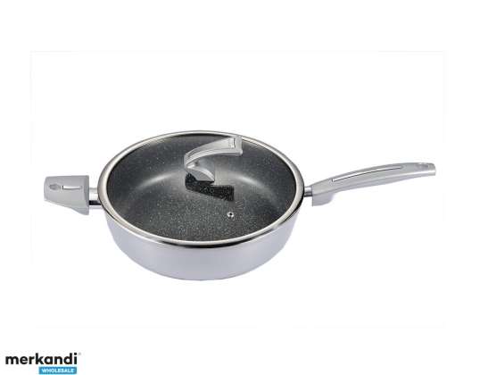 Високоякісна сковорода для тушкування з кришкою - діаметр 28 см, металеве срібло - оптом
