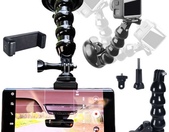 Stativhalterung, flexibler Ausleger mit Saugnapf für GoPro-Action-Kameras
