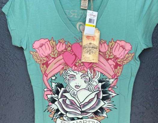 Ed Hardy Großhandel Damen T-Shirts Sortiment von 60 Stück mit Größen von XS bis XXL