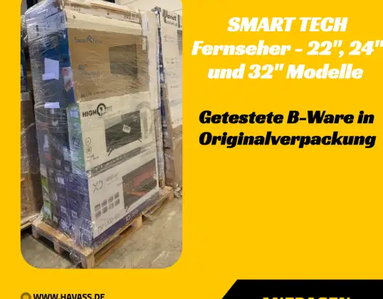SMART TECH TVs - Modelos de 22", 24" e 32" - B-stock testado em embalagens originais
