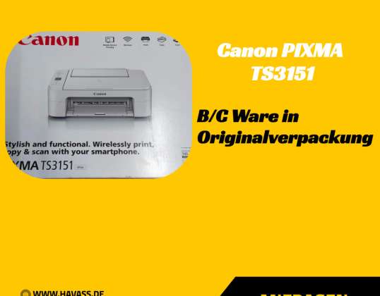 Canon PIXMA TS3151, Colour, Inkjet All-in-One White - A4, 3-in-1, Printer, Copier, Scanner, Wi-Fi, Cloud - Unchecked Returns