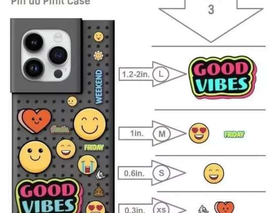 Pinit Dynamic Emoji Pin Case Kit iPhone 14 Pro Maxhoz 6.7" fekete