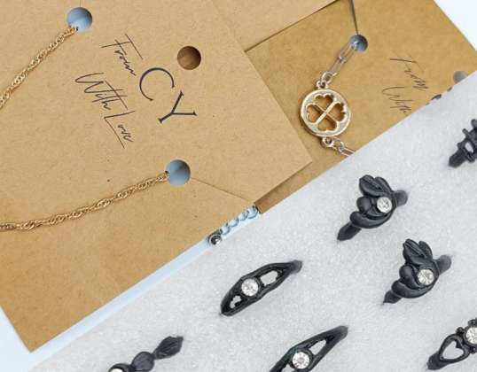 Modeschmuck-Paket - Ringe, Halsketten, Ohrringe, Armbänder - New Stock 2023