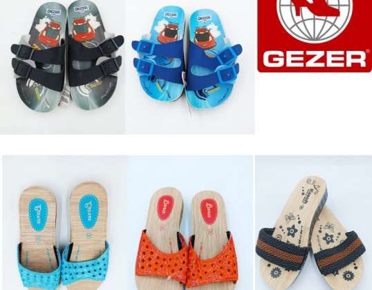 Різноманітність шкіряних дитячих шльопанців - Бренд Gezer - Взуття оптом