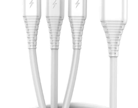 USB 3in1 micro USB USB C lightning cable 1m white