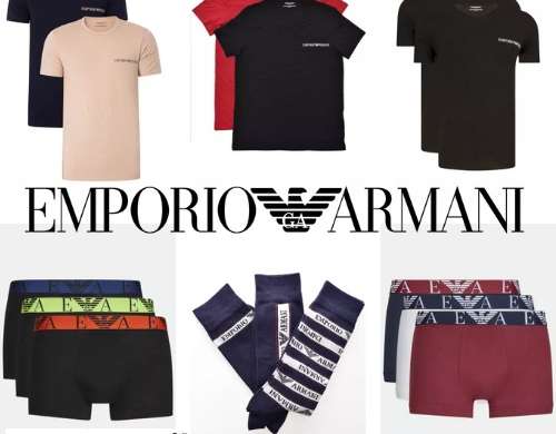 Yeni EMPORIO ARMANI: bipack tişört, tripack boksör 22€'dan başlayan fiyatlarla