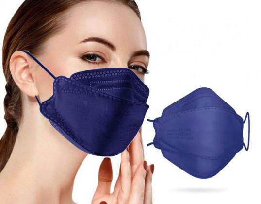Комфортні фільтруючі маски Famex FFP2 3D Fish-Style темно-синього кольору - 10 шт.