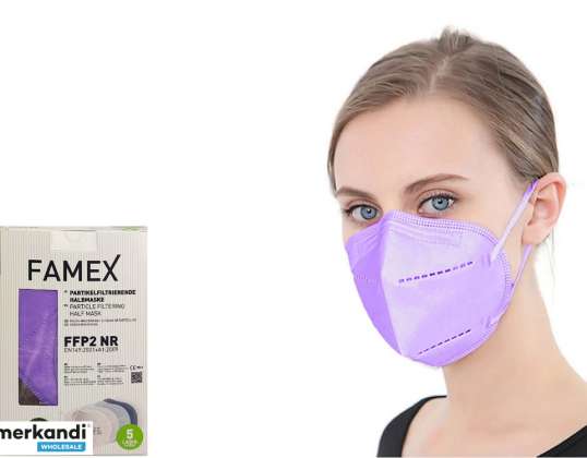 Захисні маски Famex FFP2, 10 шт., бузковий | 3D дизайн і гіпоалергенні матеріали