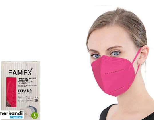 Захисні маски Famex FFP2 10 упаковок темно-рожевого кольору - сертифікована CE комфортна безпека органів дихання